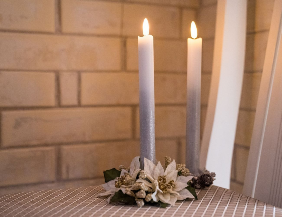 Набор восковых светодиодных свечей SOIREE ROMANTIQUE, серебряный, имитация живого пламени, 25х2 см, 2 шт.