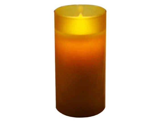 Восковая светодиодная свеча в стакане МЭРИЛ,  имитация "живого" мерцающего пламени, колышущийся язычок, золотистая, 7.5х15 см