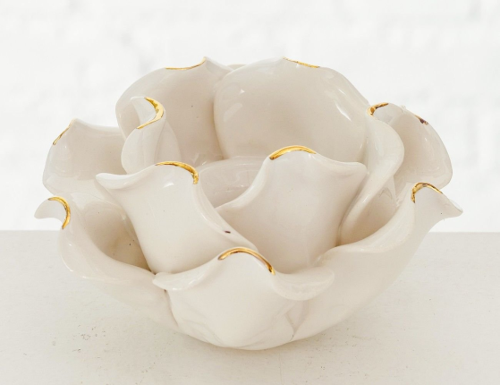 Керамический подсвечник РОЗАЙО для одной свечи, молочный белый, 11 см
