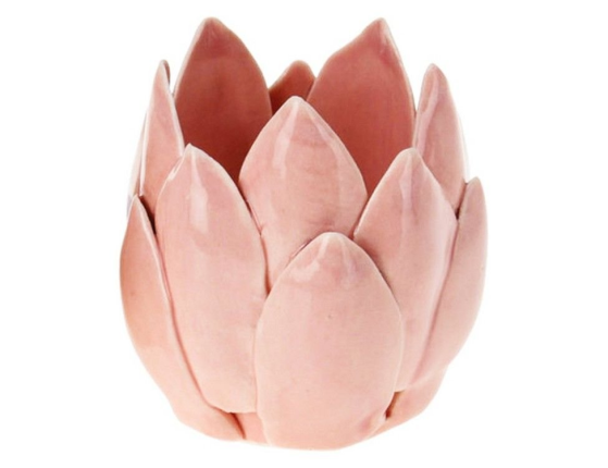 Керамический подсвечник ЦАРСТВЕННЫЙ ЛОТОС под чайную свечу, розовый, 7 см