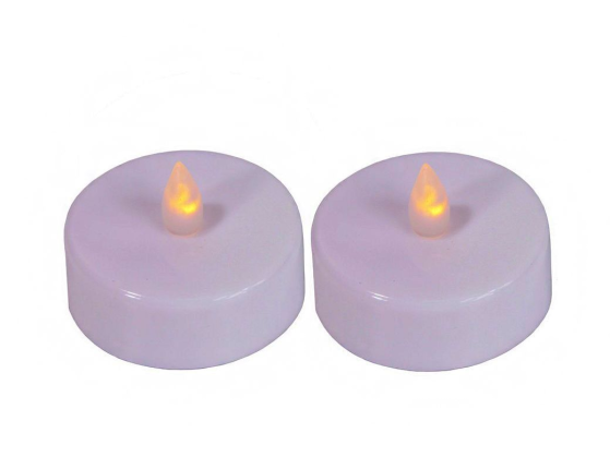 Свечи чайные КЛАССИЧЕСКИЕ БОЛЬШИЕ (XL), мерцающие, с тёплыми белыми LED-огнями, белые, набор 2 шт., 2.2х5.5 см, батарейки