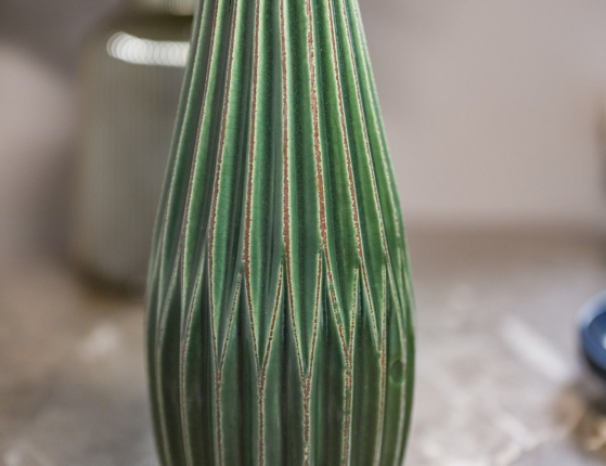 Керамическая ваза ЛЕНДЖИ, зелёная, 24 см