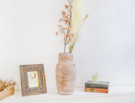 Керамическая ваза ПЕНТОЛА, ручной работы, светло-терракотовая, 35 см