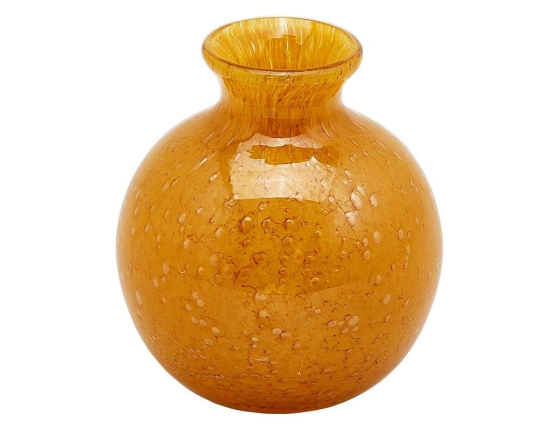 Декоративная ваза АМБРА СФЕРИКО малая, стеклянная, янтарная, 12 см