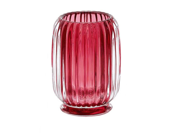 Стеклянная ваза ЗИМНИЙ КОКТЕЙЛЬ, розовая, 12 см