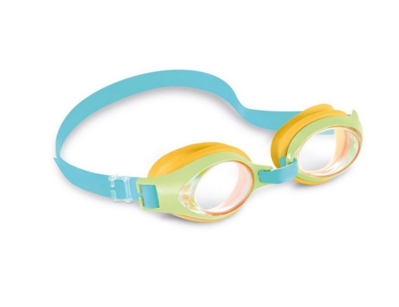 Очки для плавания Junior Goggles, салатовые с оранжевым, от 3 до 8 лет