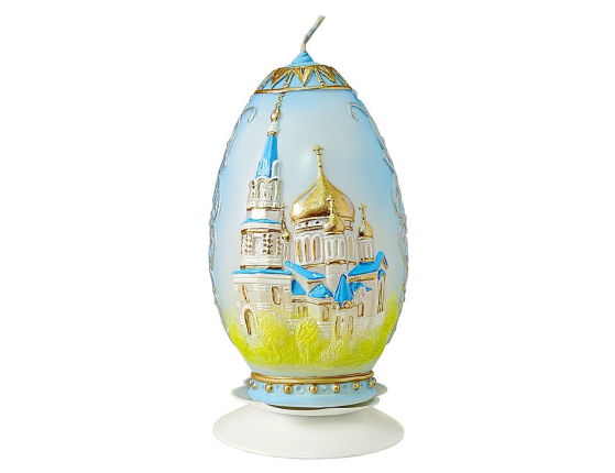 Пасхальная большая свеча-яйцо СОБОР, 7.5х25 см