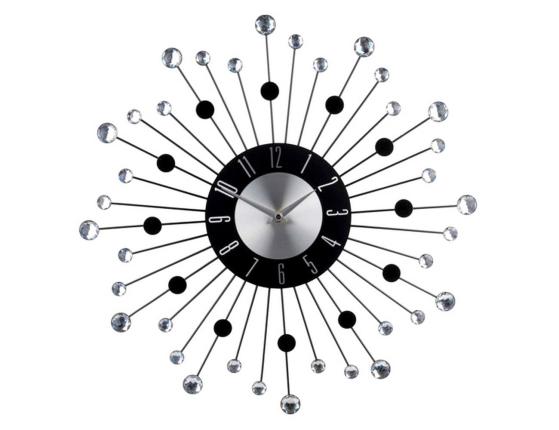 Настенные часы РАГГИ, чёрные и серебряные лучи, металл, акрил, 42 см