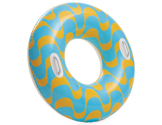 Надувной круг Волны с ручками голубой, 91 см, от 9 лет