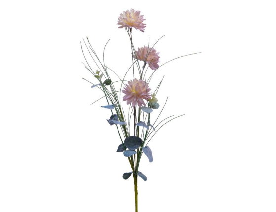 Искусственные цветы ПОЛЕВЫЕ ГЕОРГИНЫ мерцающие, полиэстер, нежно-розовые, 66 см