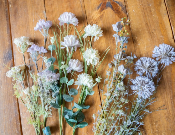 Искусственные цветы ЗОНТИКИ, пластик, белые, 68 см