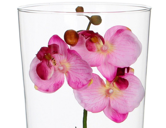 Искусственная орхидея ФАЛЕНОПСИС в конической вазе, нежно-розовый, 30 см