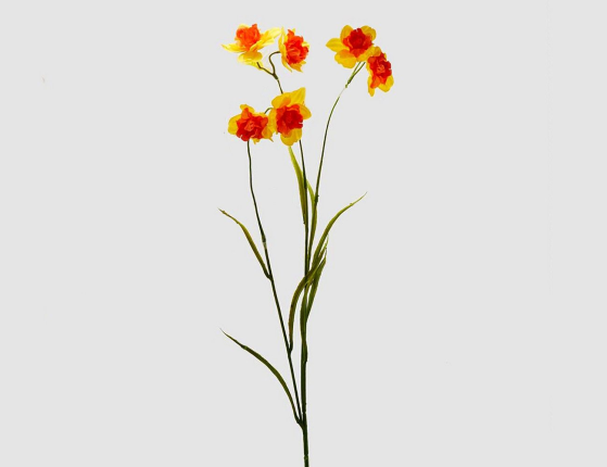 Декоративная ветка-цветок НАРЦИСС МАХРОВЫЙ, жёлто-оранжевый, 80 см