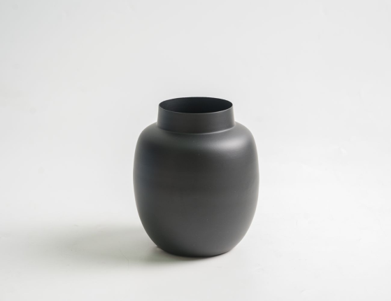Декоративная ваза КАРБОНО КЛАССИКА, металл, чёрная, 14 см