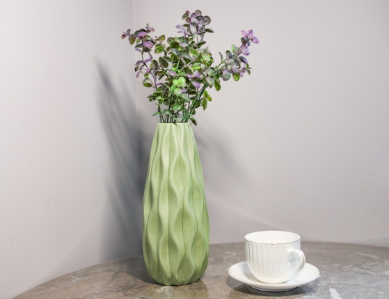Керамическая ваза ФРЕСКЕЦЦА крупные волны, салатовая, 25 см
