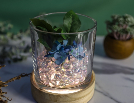 Стеклянная ваза с подсветкой ЛЕДЖЕРО, 15 см