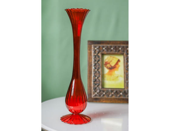 Стеклянная ваза АЛЬТО СОЛО, красная, 35 см