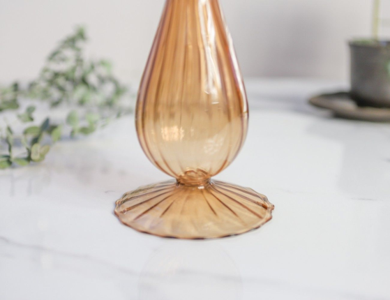 Стеклянная ваза АЛЬТО СОЛО, янтарная, 35 см