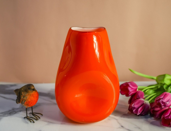 Стеклянная ваза АРАНЧОНЕ мандариновая, 23 см