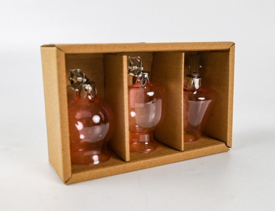 Стеклянные мини-вазочки на прищепке ФИОРЕНЦА, розовые, 7 см, набор - 3 шт.