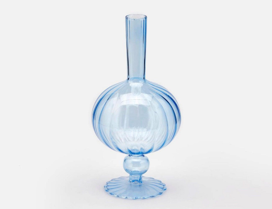 Стеклянная ваза ОВОИДЭ, голубая, 25 см