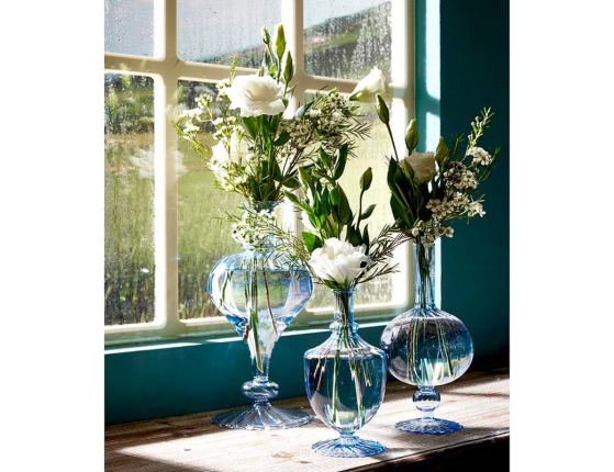 Стеклянная ваза ОВОИДЭ, голубая, 25 см