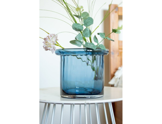 Декоративная ваза ТАЦЦА, стекло, синяя, 16 см