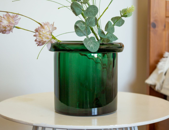 Декоративная ваза ТАЦЦА, стекло, зеленая, 16 см