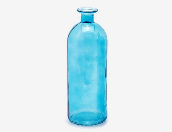 Декоративная бутыль-ваза БОРРАЧА ГРАНДЕ стекло, голубая, 26 см