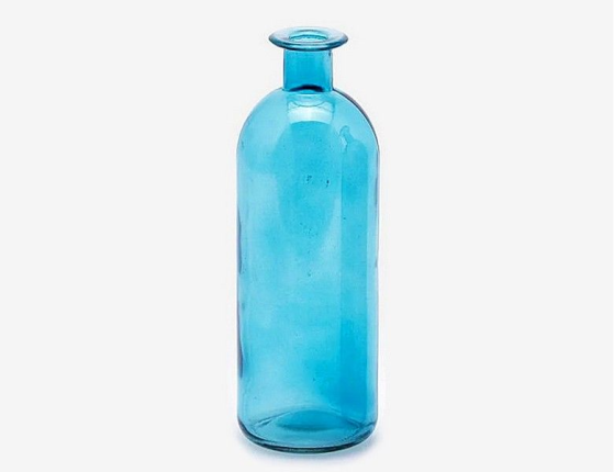 Декоративная бутыль-ваза БОРРАЧА МЕДИА, стекло, голубая, 20 см