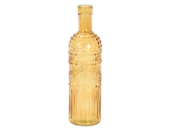 Декоративная ваза-бутыль БЕНЕЗЕТ, стекло, карамельная, 25 см