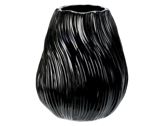 Декоративная ваза ВОЛЮТЭ, фарфор, чёрная, 18 см