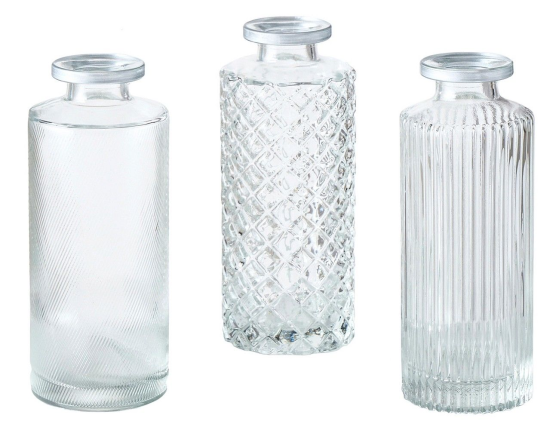 Набор ваз-бутылок ФОДЕРАТО, стекло, прозрачный, 13 см, 3 шт.