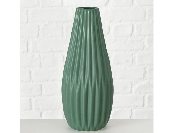 Керамическая ваза МИНЕРАЛЕ большая, зеленая, 24 см