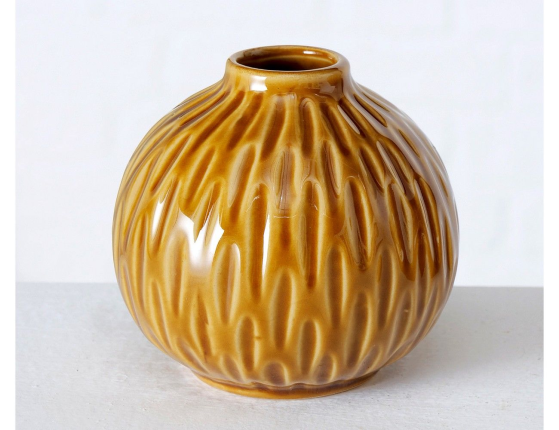 Фарфоровая ваза ВОСТОЧНЫЕ МОТИВЫ, светло-коричневая, 9 см