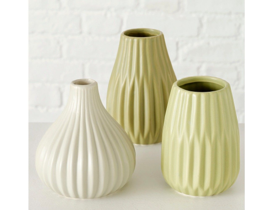Набор керамических ваз ТОРРЭ, светло-зеленые, 14 см, 3 шт.
