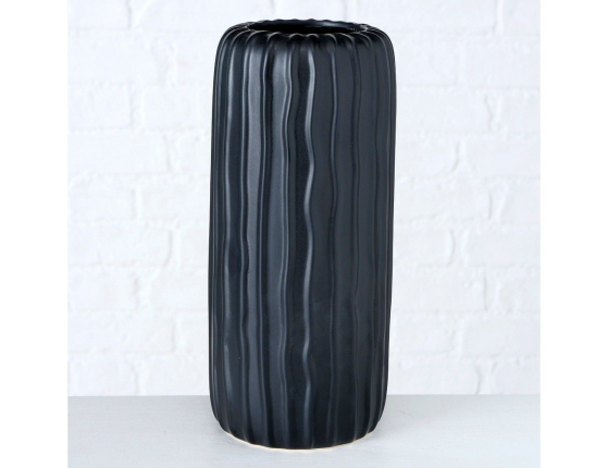 Керамическая ваза КАТРАМЕ цилиндрическая, черная, 26 см