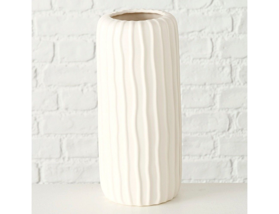 Керамическая ваза ФАРИНА цилиндрическая, белая, 26 см