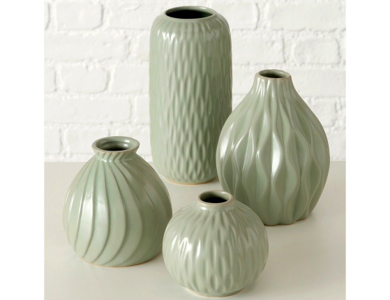 Фарфоровая ваза ВОСТОЧНЫЕ МОТИВЫ округлая, светло-зеленая, 10 см