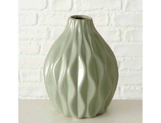 Фарфоровая ваза ВОСТОЧНЫЕ МОТИВЫ крупные волны, светло-зеленая, 15 см