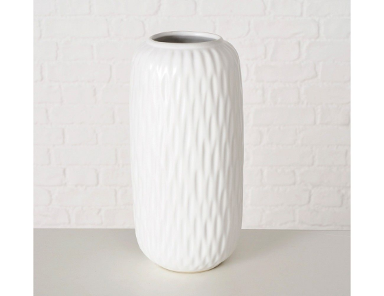 Фарфоровая ваза ВОСТОЧНЫЕ МОТИВЫ цилиндрическая, белая, 20 см
