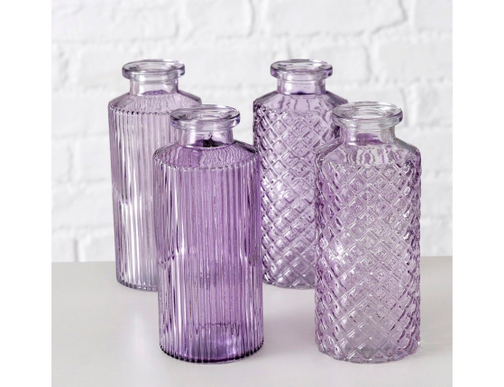 Набор декоративных ваз-бутылок ФОДЕРАТО, светло-фиолетовый, 14 см, 4 шт.