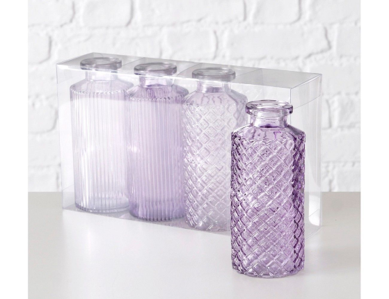 Набор декоративных ваз-бутылок ФОДЕРАТО, светло-фиолетовый, 14 см, 4 шт.