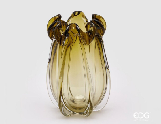Стеклянная ваза АКВА ФЬОРИТТА, оливковая, 30 см