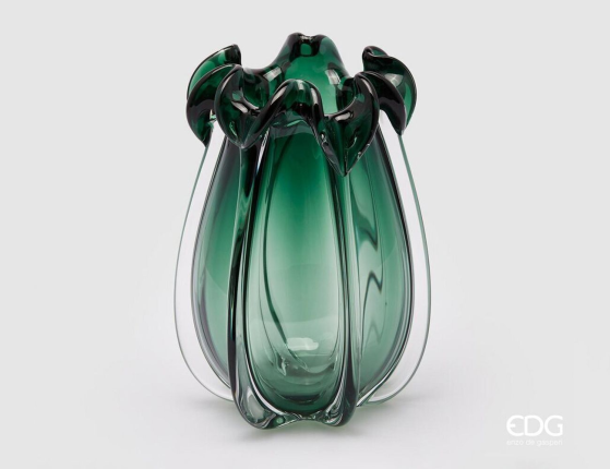 Стеклянная ваза АКВА ФЬОРИТТА, зелёная, 30 см