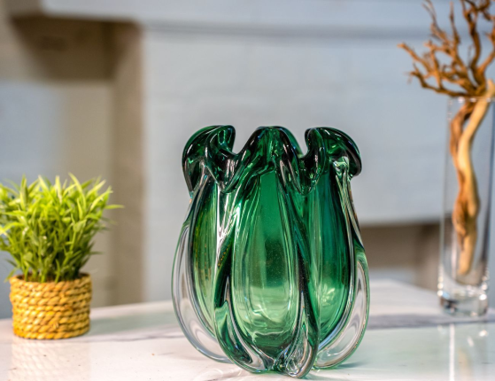 Стеклянная ваза АКВА ФЬОРИТТА, зелёная, 21 см