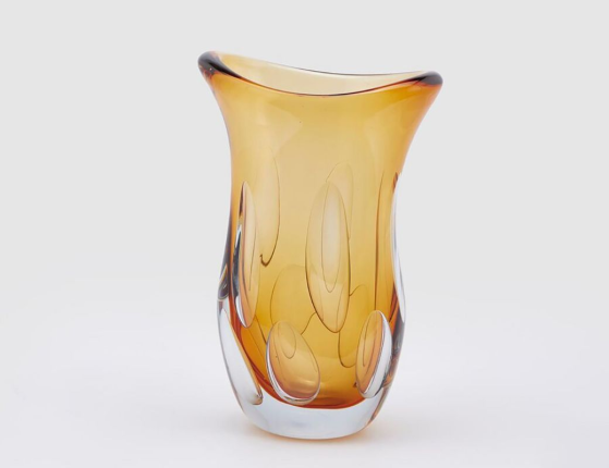 Стеклянная ваза ЯНТАРНЫЙ МИРАЖ, 30 см
