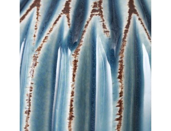 Керамическая ваза ЛОГОРАМЕНТО округлая с рифлением, бирюзовая, 11 см