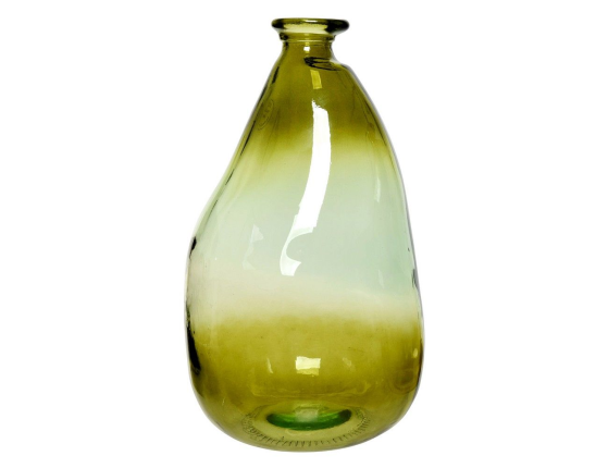 Декоративная ваза-бутыль АПФИЯ, стекло, оливковая, 36 см