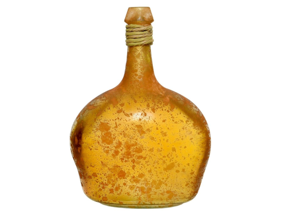 Декоративная ваза-бутыль ОЛКИОН, стекло, жёлтая, 26 см